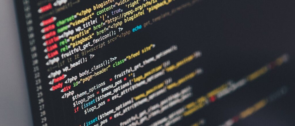 Programmeercode op scherm