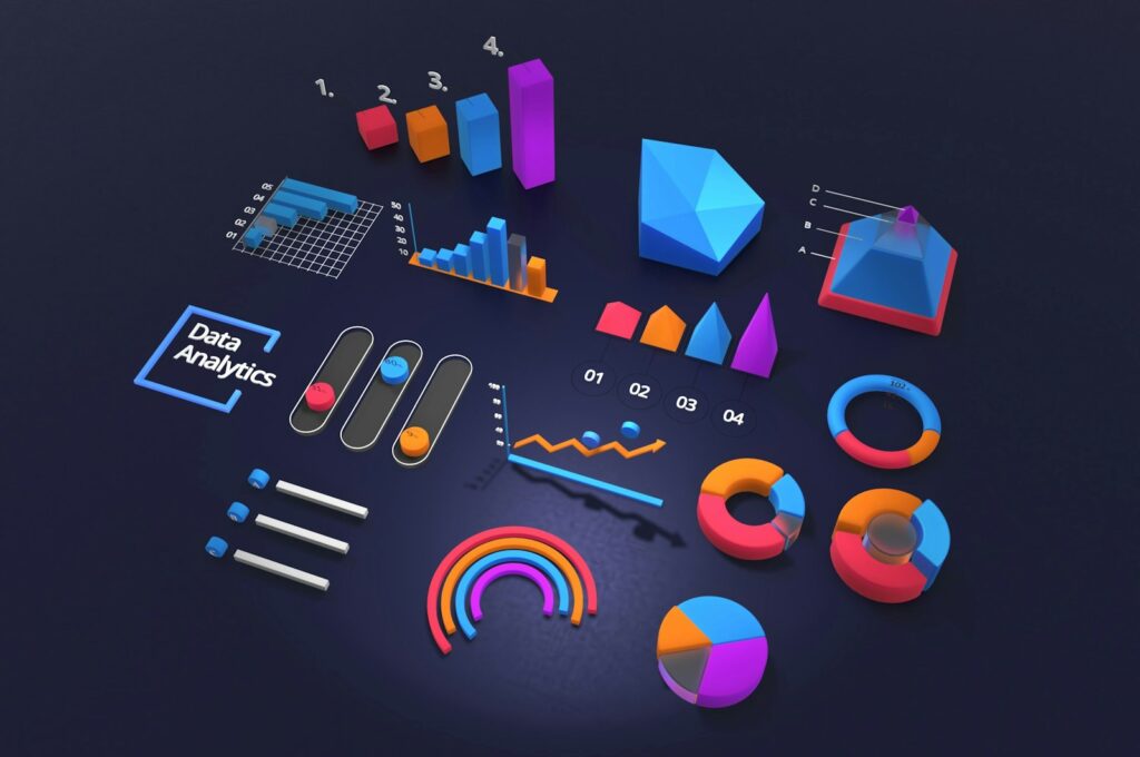 Grafieken en cijfers in een data-dashboard op een scherm