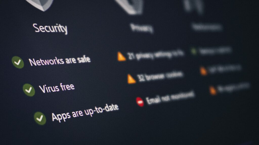 Dashboard met beveiligings- en privacystatus