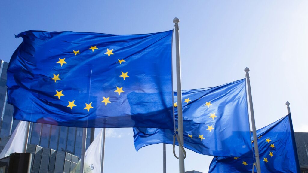 Europese vlag aan een vlaggenmast